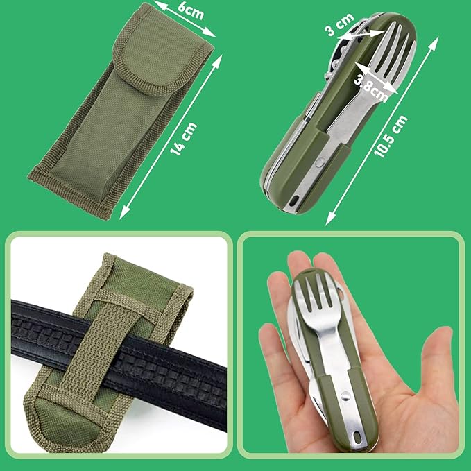 PROBEROS Plastic 7 In 1 Camping Cutlery For Camping Picnic Hiking Trekking, Outdoor Cutlery Picnic Tableware Combination, Detachable Spoon And Fork Folding Knife Cork Opener And Can Opener