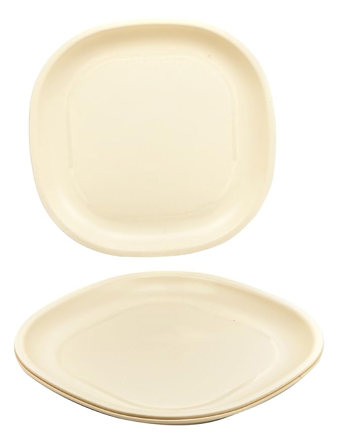 Signoraware Plastic Plate - Set of 3, Off White