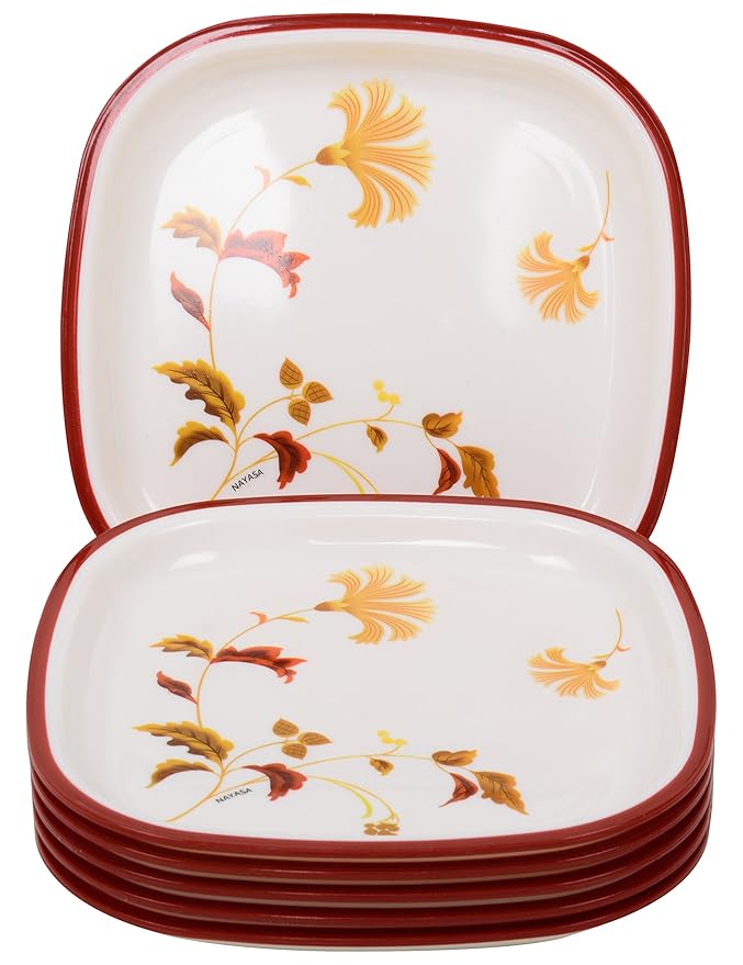 Nayasa Plastic Dinner Plate, 6-Piece, Service for 6, Brown (SSB029) - by AAROHI13
