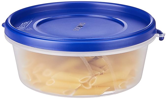 Solimo Nestable & Stackable Polypropylene Container Set, Round, 500 ml, Set of 3, Blue