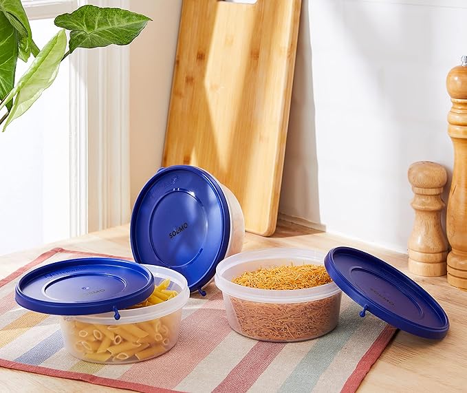 Solimo Nestable & Stackable Polypropylene Container Set, Round, 500 ml, Set of 3, Blue