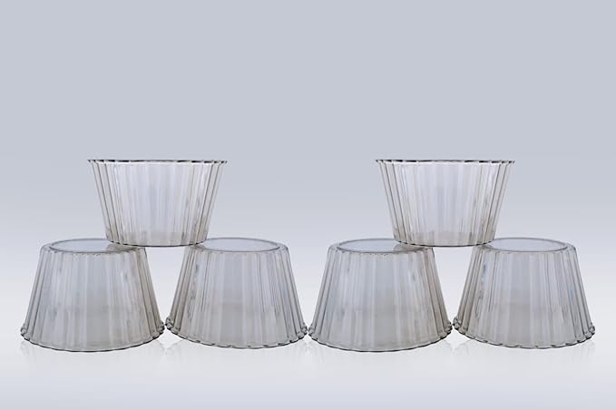 HAPPI Unbreakable Plastic Transparent Ice Cream Cup Royal, Ice Cream Bowl, Dessert Bowl, Line of Line Design Pudding Cup Bowls 350 ml