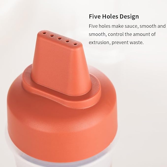 Entisia Squeeze Bottle - Plastic 5 Hole Multipurpose Sauce Squeeze Bottle Ketchup Mayonnaise Refillable Dispenser with Leak Proof Cover Cap, Sauce Dispenser Bottle(350 ML,2)