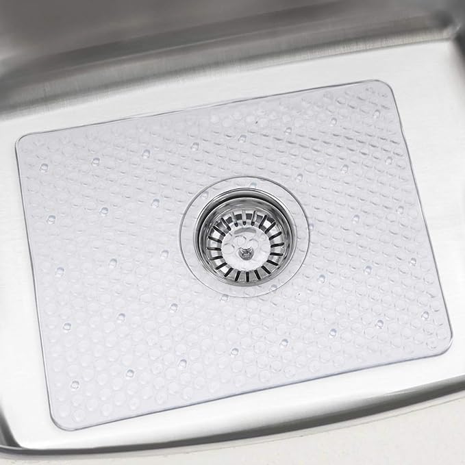 Prostuff.in® Anti Slip Smart Wash Kitchen Basin Protector Clear Water-Shaped PVC Plastic Eco-Friendly Adjustable Sink Mat 1 Pcs