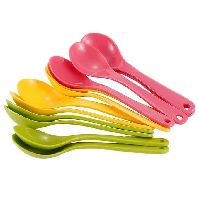 Nimbose Plastic Masala Spoon for Small Containers, Multipurpose Spoon for Dispensing Tea, Coffee, Sugar, Condiments & Spices (Multicolor, Set of 12 Kids Spoons), 8 Cm