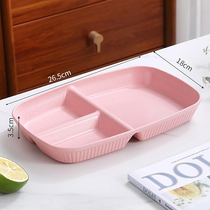 Oicia Lightweight Reusable Plastic Portion Control Plates, BPA Free and Healthy Kids Plates Divided Design for Picky Eaters Reusable Tableware, Dishwasher Safe Dinnerware