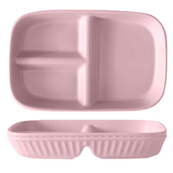 Oicia Lightweight Reusable Plastic Portion Control Plates, BPA Free and Healthy Kids Plates Divided Design for Picky Eaters Reusable Tableware, Dishwasher Safe Dinnerware