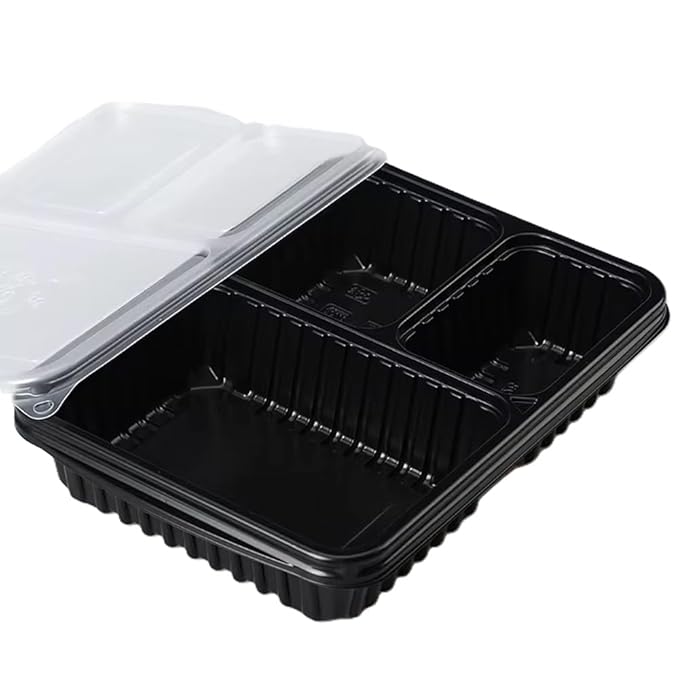 Krum 3-Compartment Plastic Plate | Durable Reusable Meal Tray with Sections | Microwave Safe Food Serving Plate for Office, Home, Restaurants, Canteens & Food Delivery