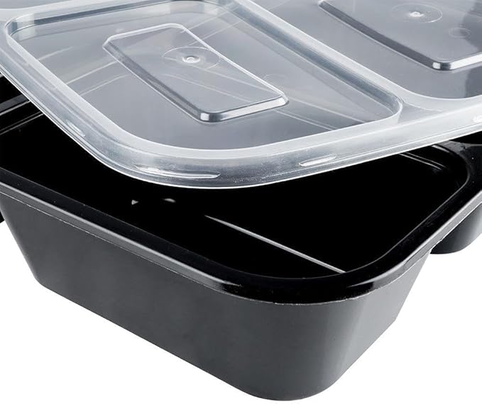 Krum 3-Compartment Plastic Plate | Durable Reusable Meal Tray with Sections | Microwave Safe Food Serving Plate for Office, Home, Restaurants, Canteens & Food Delivery