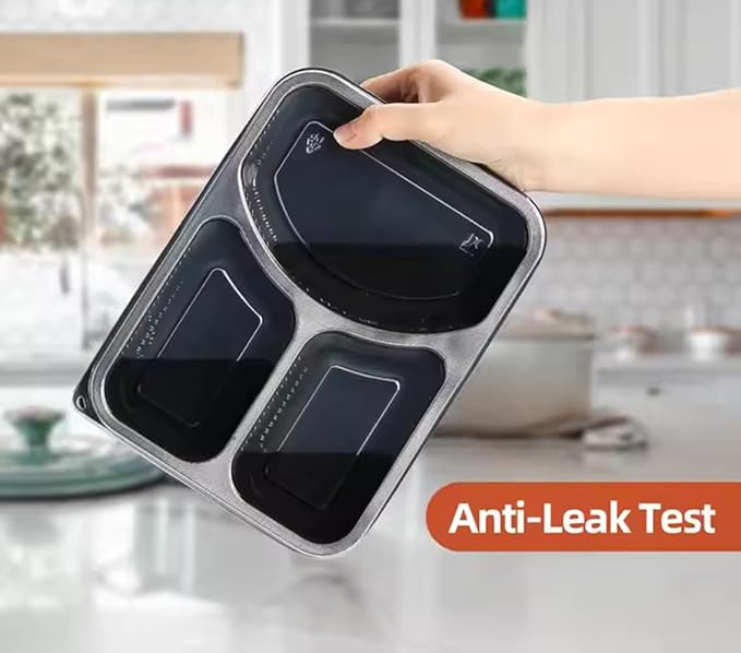Krum 3-Compartment Plastic Plate | Durable Reusable Meal Tray with Sections | Microwave Safe Food Serving Plate for Office, Home, Restaurants, Canteens & Food Delivery