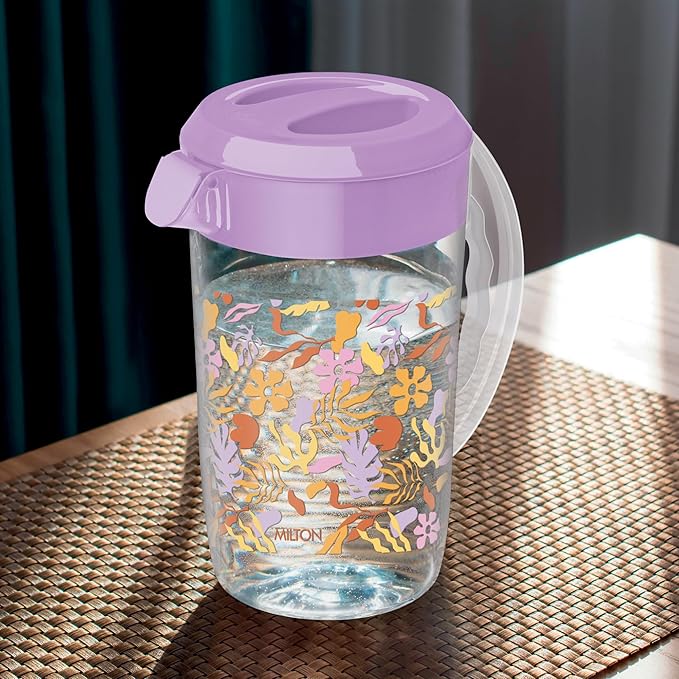Milton H2O 3000 Water Jug Plastic with Lid for Ice Tea, Water, Juices, Milk Storage Container for Fridge, Water jugs for Dining Table, 2.76 litres, BPA Free, Purple
