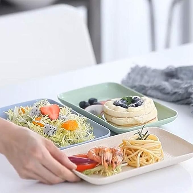 Oicia Lightweight Wheat Straw Plates, Microwave and Dishwasher Safe BPA Free and Healthy Wheat Straw Plates, Unbreakable Deep Dinner Plates Plastic Plates Reusable