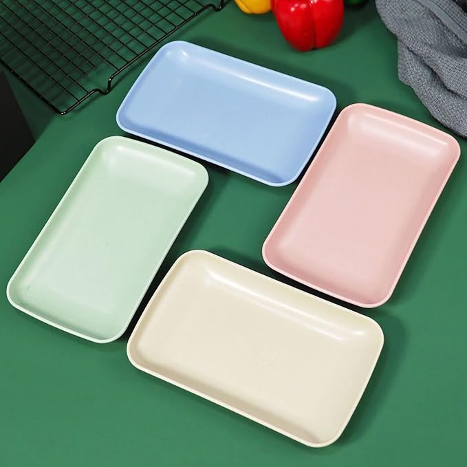 Oicia Lightweight Wheat Straw Plates, Microwave and Dishwasher Safe BPA Free and Healthy Wheat Straw Plates, Unbreakable Deep Dinner Plates Plastic Plates Reusable